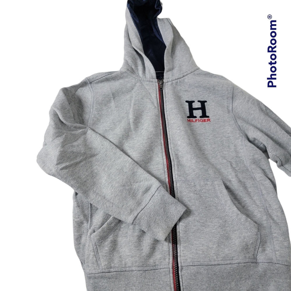 Tommy Hilfiger Light Gray Full zip Hoodie Big Boy Size M